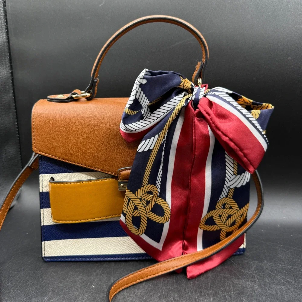 Aldo Byworth Crossbody Bag Womens Small Nautical Striped Scarf Patriotic - Picture 1 of 9
